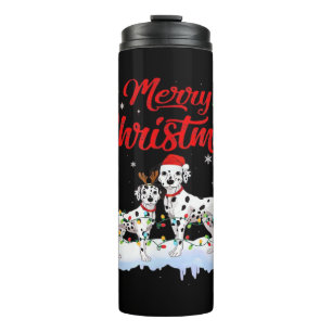 Dalmatian-hond kerstlichtjes kerstmuts Kerstmis ho Thermosbeker