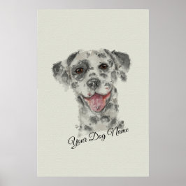 Dalmatian hond portret realist kunst waterverf poster