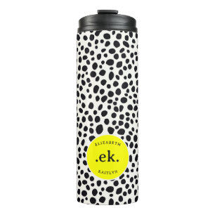 Dalmatian Honden Abstract Patroon Heet Roze Monogr Thermosbeker