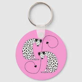 Dalmatian honden Metalen Cirkel Sleutelhanger