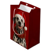 Dalmatian in a santa hat Christmas gift bag  Medium Cadeauzakje (Voorkant Gekanteld)
