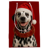 Dalmatian in a santa hat Christmas gift bag  Medium Cadeauzakje (Voorkant)