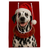 Dalmatian in a santa hat Christmas gift bag  Medium Cadeauzakje (Achterkant)