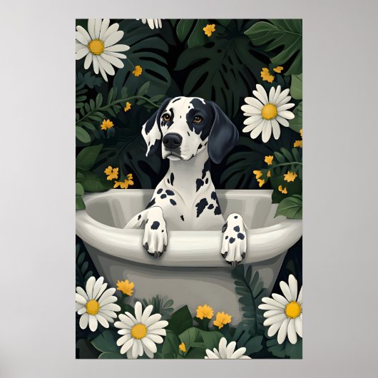 Dalmatian In Bathtub Poster, Funny Dog Poster (Voorkant)