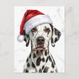 Dalmatian in Santa Hat Watercolor Xmas Feestdagenkaart