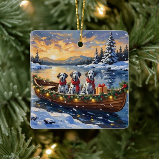 Dalmatian Kerstboot Vakantie Keramisch Ornament (Boom)