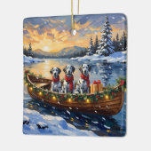 Dalmatian Kerstboot Vakantie Keramisch Ornament (Links)