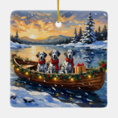 Dalmatian Kerstboot Vakantie Keramisch Ornament (Achterkant)