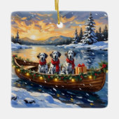Dalmatian Kerstboot Vakantie Keramisch Ornament (Voorkant)