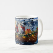 Dalmatian Kerstboot Vakantie Koffiemok (Voorkant rechts)