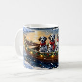 Dalmatian Kerstboot Vakantie Koffiemok (Voorkant links)