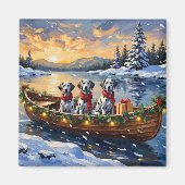 Dalmatian Kerstboot Vakantie Magneet (Voorkant)