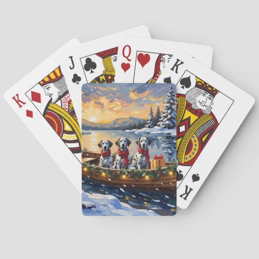 Dalmatian Kerstboot Vakantie Pokerkaarten (Achterkant)