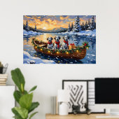 Dalmatian Kerstboot Vakantie Poster (Thuiskantoor)