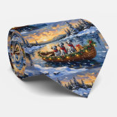 Dalmatian Kerstboot Vakantie Stropdas (Opgerold)
