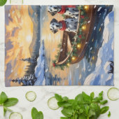 Dalmatian Kerstboot Vakantie Theedoek (Gevouwen)