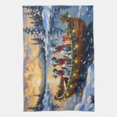 Dalmatian Kerstboot Vakantie Theedoek (Verticaal)
