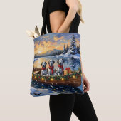 Dalmatian Kerstboot Vakantie Tote Bag (Dichtbij)