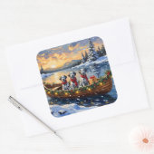Dalmatian Kerstboot Vakantie Vierkante Sticker (Envelop)