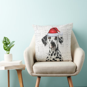 Dalmatian Kerstman Hond Woof Watercolor Kerstmis Kussen