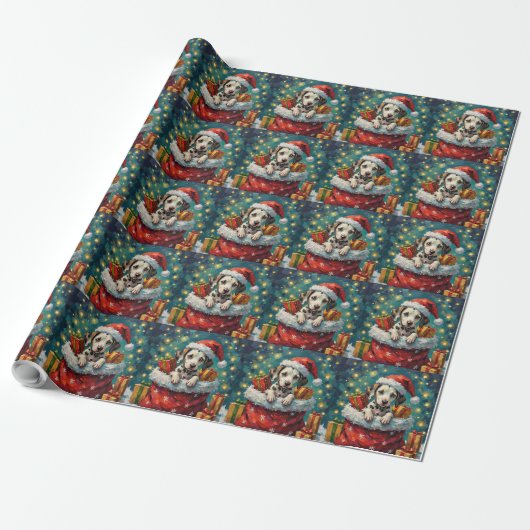 Dalmatian Kerstman Zak Avontuur Cadeaupapier (Uitgerold)