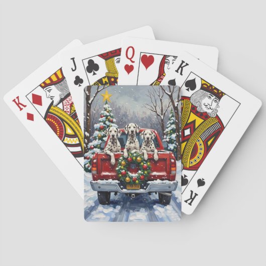 Dalmatian Kerstmis Rode Truck Winter Pokerkaarten (Achterkant)