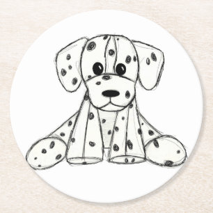Dalmatian knuffel hond tekening overzicht eenvoudi ronde kartonnen onderzetter