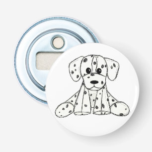 Dalmatian knuffelhond tekenomtrek eenvoudig zwart button flesopener
