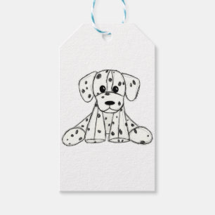 Dalmatian knuffelhond tekenomtrek eenvoudig zwart cadeaulabel