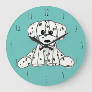 Dalmatian knuffelhond tekenomtrek eenvoudig zwart grote klok