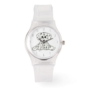 Dalmatian knuffelhond tekenomtrek eenvoudig zwart horloge
