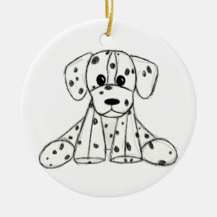 Dalmatian knuffelhond tekenomtrek eenvoudig zwart keramisch ornament