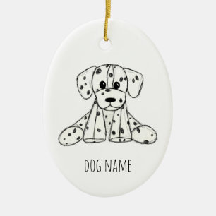Dalmatian knuffelhond tekenomtrek eenvoudig zwart keramisch ornament