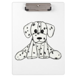 Dalmatian knuffelhond tekenomtrek eenvoudig zwart klembord