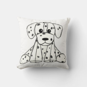 Dalmatian knuffelhond tekenomtrek eenvoudig zwart kussen