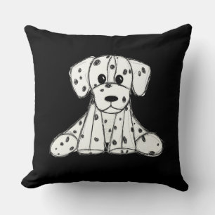 Dalmatian knuffelhond tekenomtrek eenvoudig zwart kussen