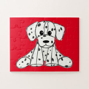 Dalmatian knuffelhond tekenomtrek eenvoudig zwart legpuzzel