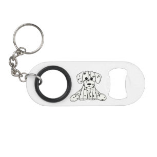Dalmatian knuffelhond tekenomtrek eenvoudig zwart mini flessenopener