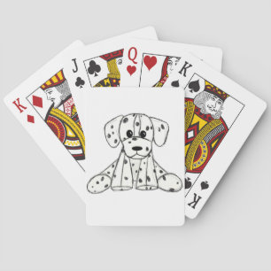 Dalmatian knuffelhond tekenomtrek eenvoudig zwart pokerkaarten