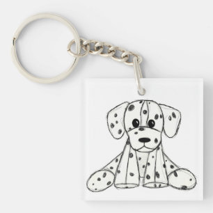 Dalmatian knuffelhond tekenomtrek eenvoudig zwart sleutelhanger