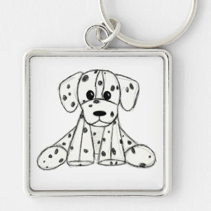 Dalmatian knuffelhond tekenomtrek eenvoudig zwart sleutelhanger