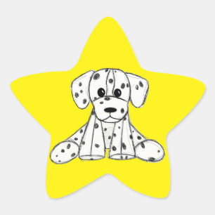 Dalmatian knuffelhond tekenomtrek eenvoudig zwart ster sticker