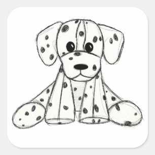 Dalmatian knuffelhond tekenomtrek eenvoudig zwart vierkante sticker