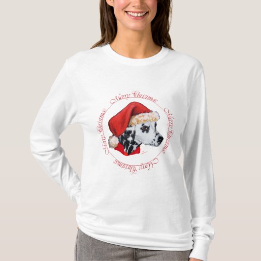 Dalmatian Merry Kerstmis T-shirt (Voorkant)