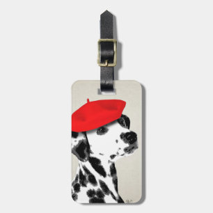Dalmatian met rode Beret Bagagelabel