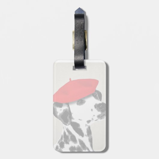 Dalmatian met rode Beret Bagagelabel (Achterkant verticaal)
