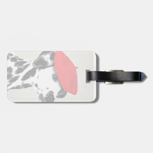 Dalmatian met rode Beret Bagagelabel (Achterkant horizontaal)