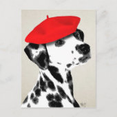 Dalmatian met rode Beret Briefkaart (Voorkant)