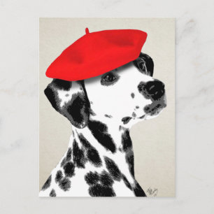 Dalmatian met rode Beret Briefkaart