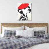 Dalmatian met rode Beret Canvas Afdruk (Insitu (Slaapkamer))